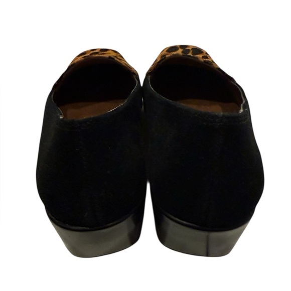 AEROSOLES HEELREST LEOPARD PRINT CALF HAIR LOAFERS BLACK SIZE 6 - Picture 4 of 7